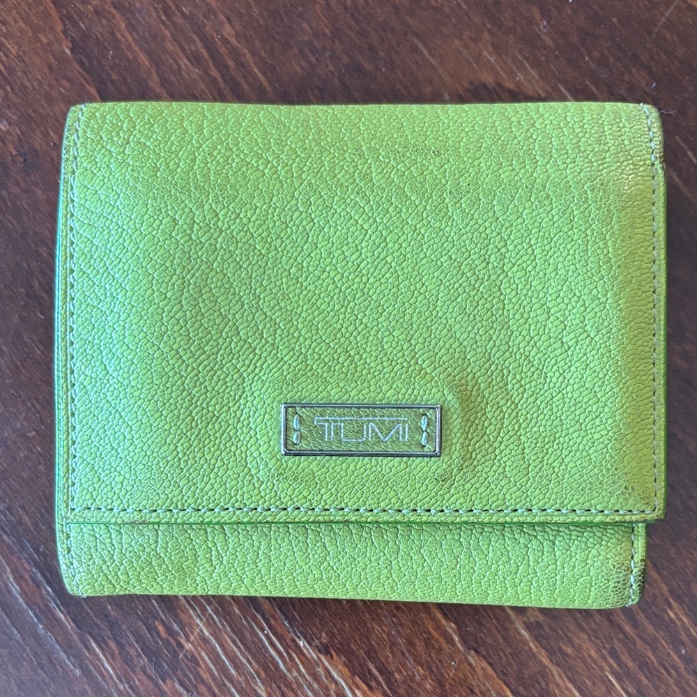 TUMI Vibrant Green Leather Wallet